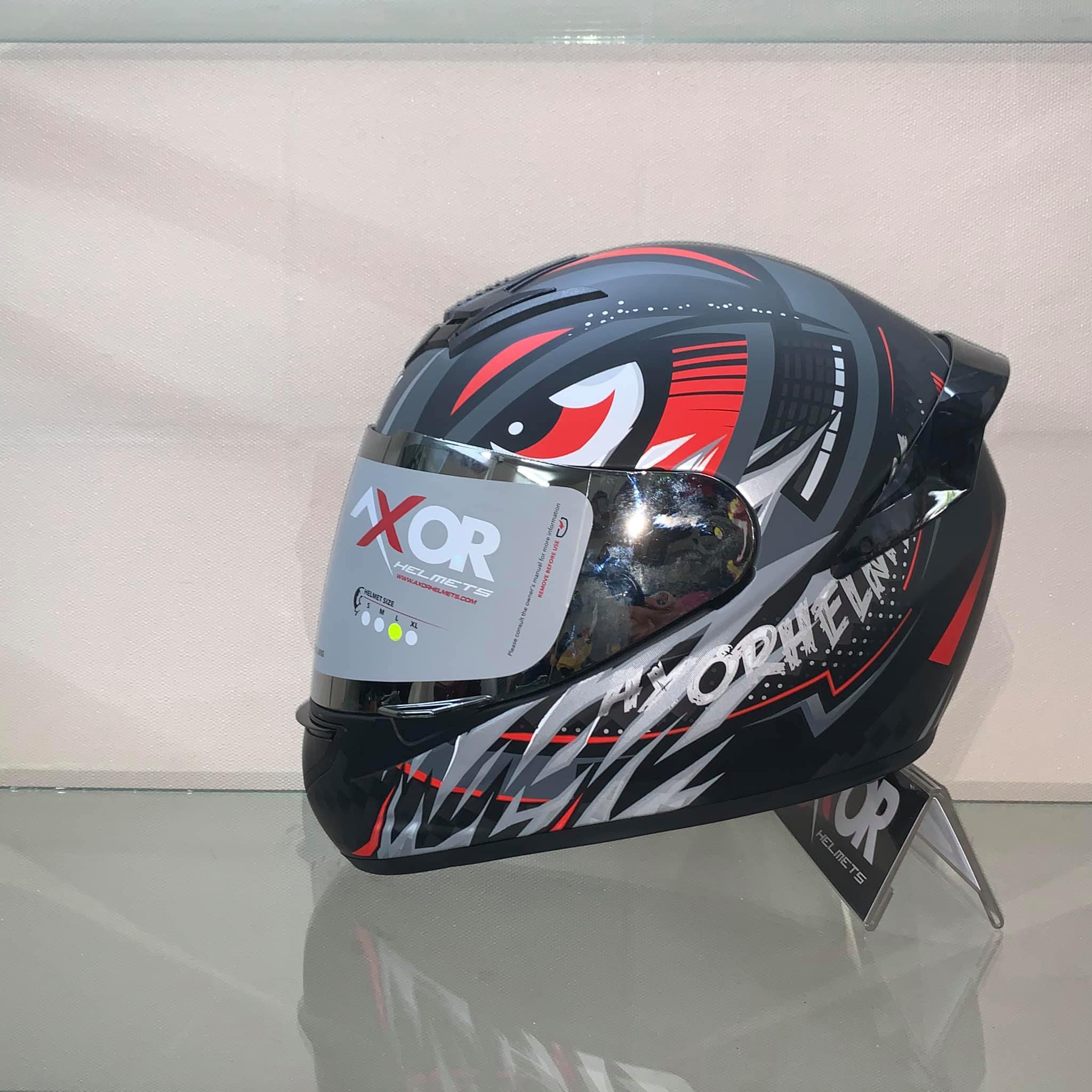 AXOR RAGE TROGON Matt Gray Red - KMX Helmets